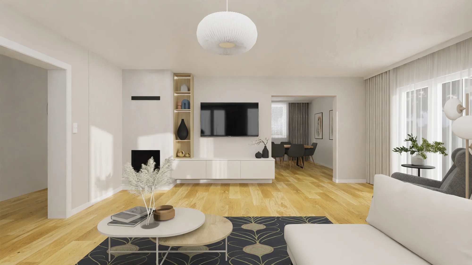Salon z kuchnią — projekt DP STUDIO
